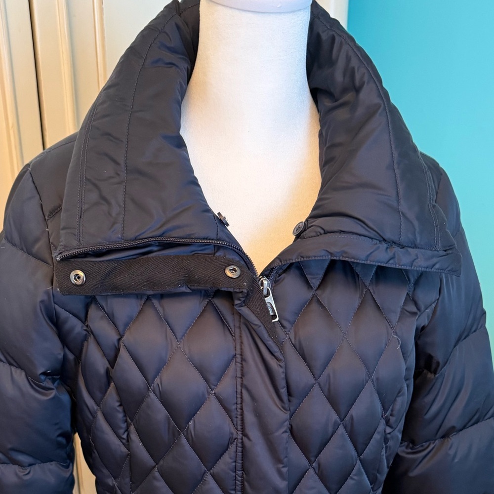 Women’s The NORTHFACE 3/4 length Navy zip jacket hood in collar Sz M - Picture 4 of 16